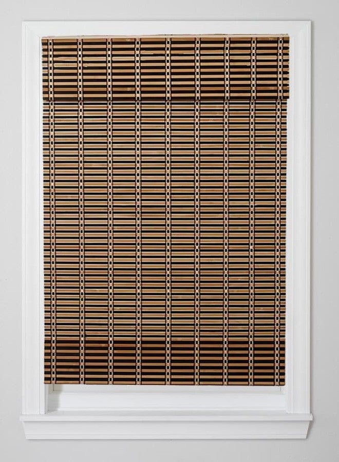 TJ Global Cordless Bamboo Window Blind Sun Shade, Light Filtering Roman Shades - Dark Brown (W24 X L64) - Image 1